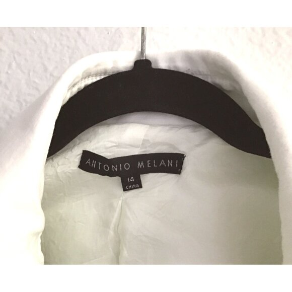 ANTONIO MELANI- WOMENS WHITE BUTTON CLOSURE BLAZER JACKET SIZE 14 - Picture 3 of 8